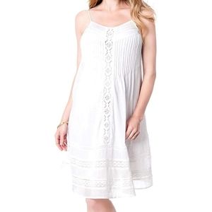White Gauze Cotton Flowy Boho Sundress Medium